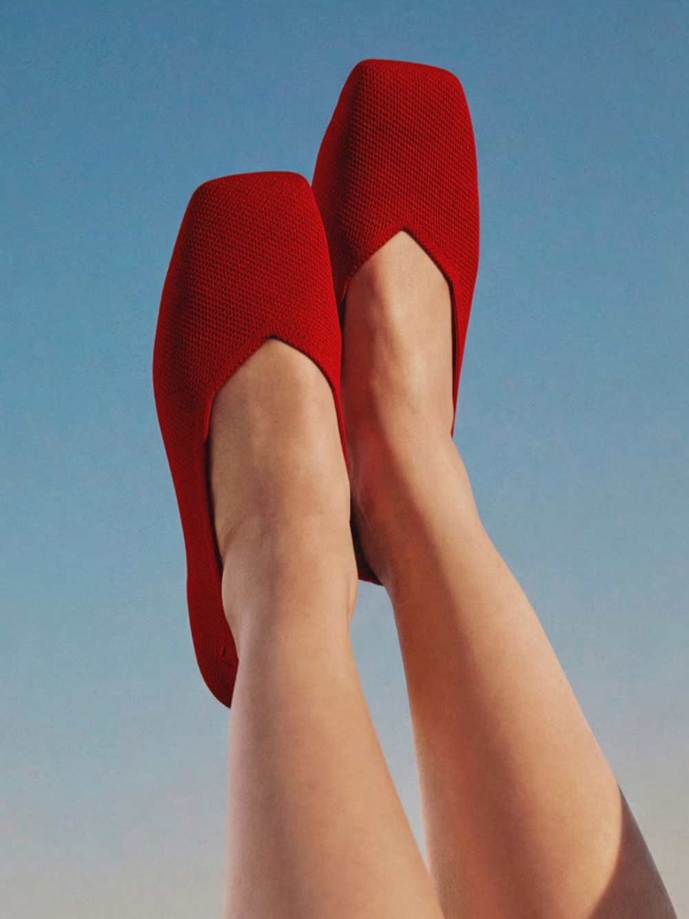 Vivaia Margot  Ruby Red Square Toe Knit Ballet Flats Womens 41.5EU 10US